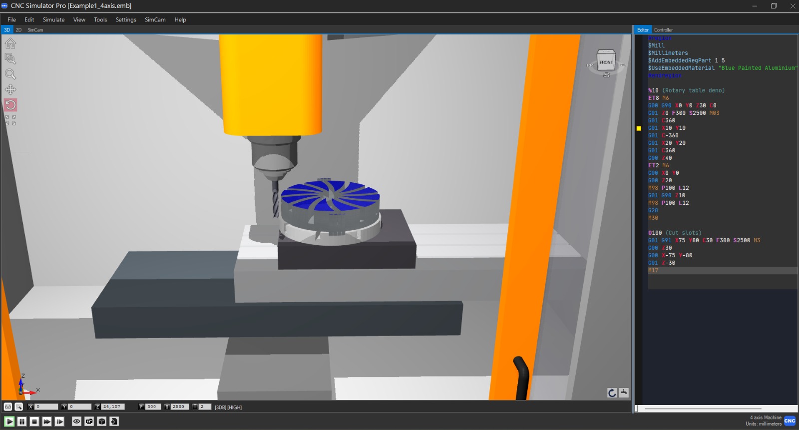 CNC Simulator Pro - Ambiente di simulazione
