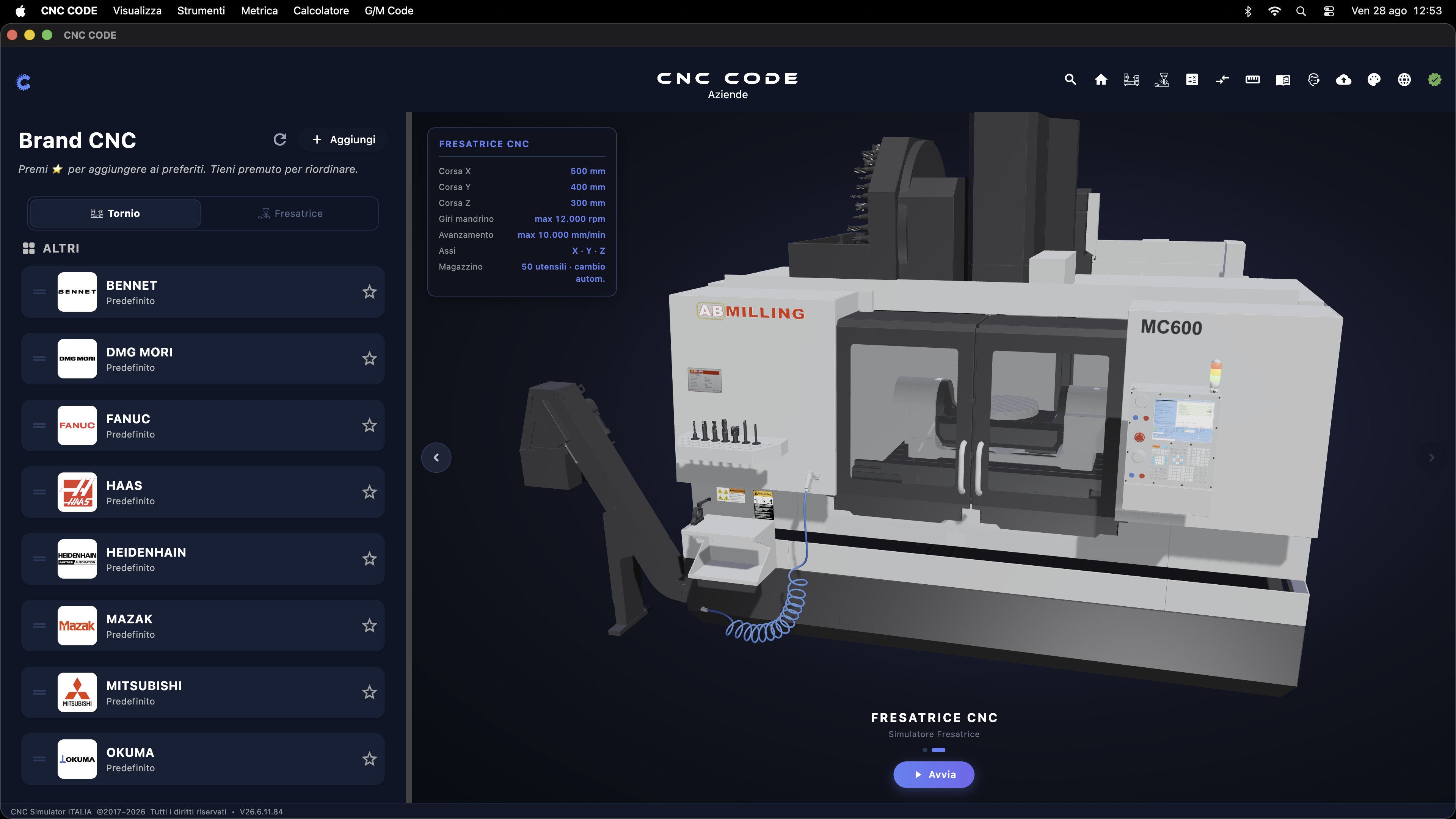 Schermata principale CNC Code Desktop