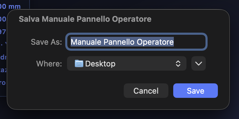 Stampa PDF Manuale Pannello Operatore