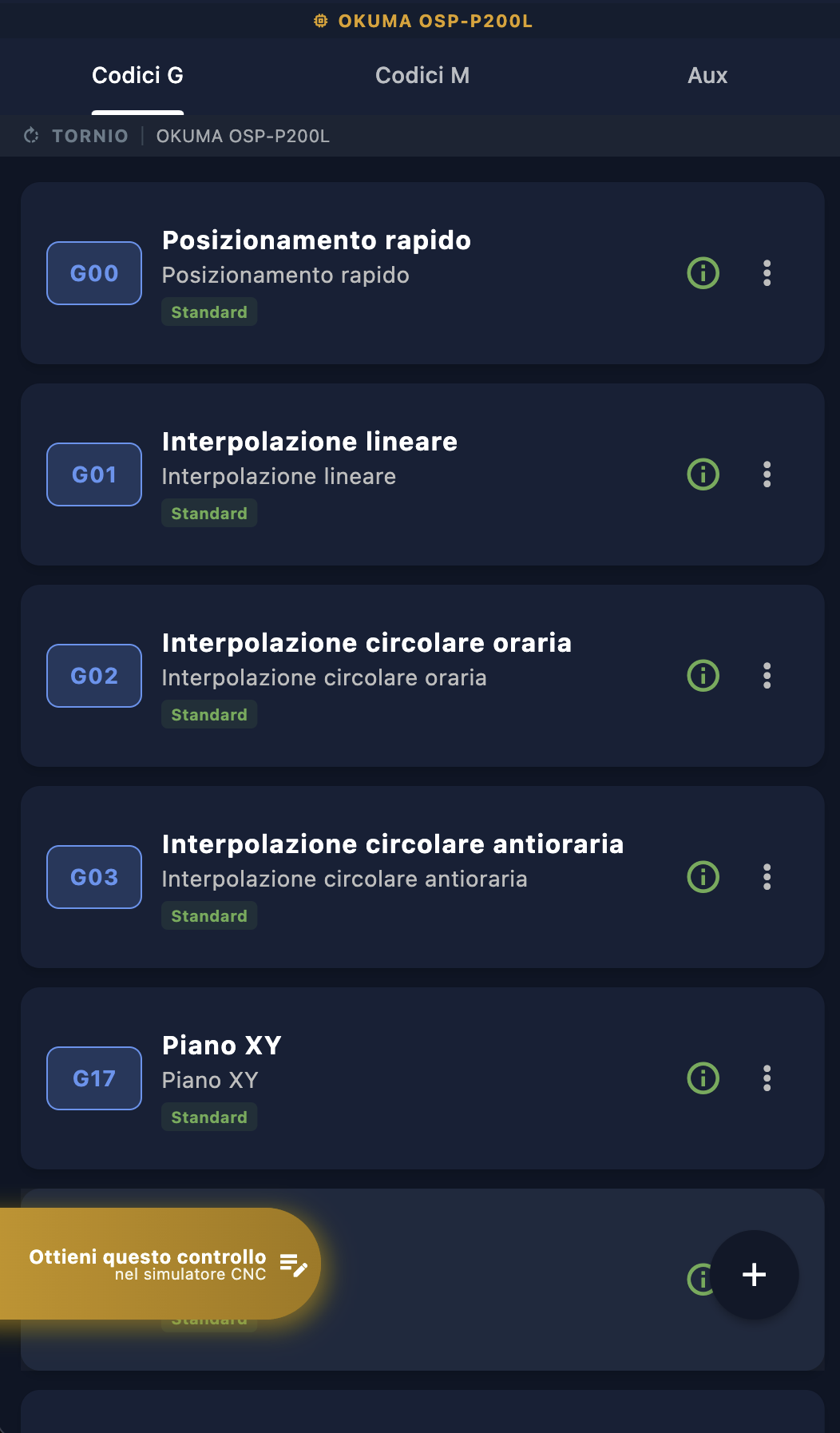 Linguetta Ottieni questo controllo nel simulatore CNC