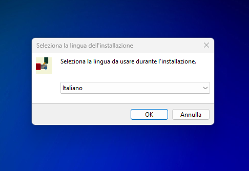 Selezione della lingua di installazione